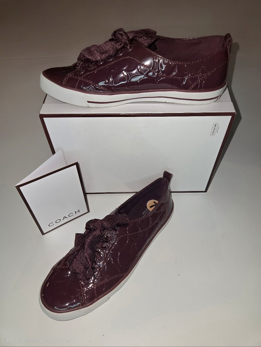 Coach Women’s Burgundy Patent Leather Sneakers